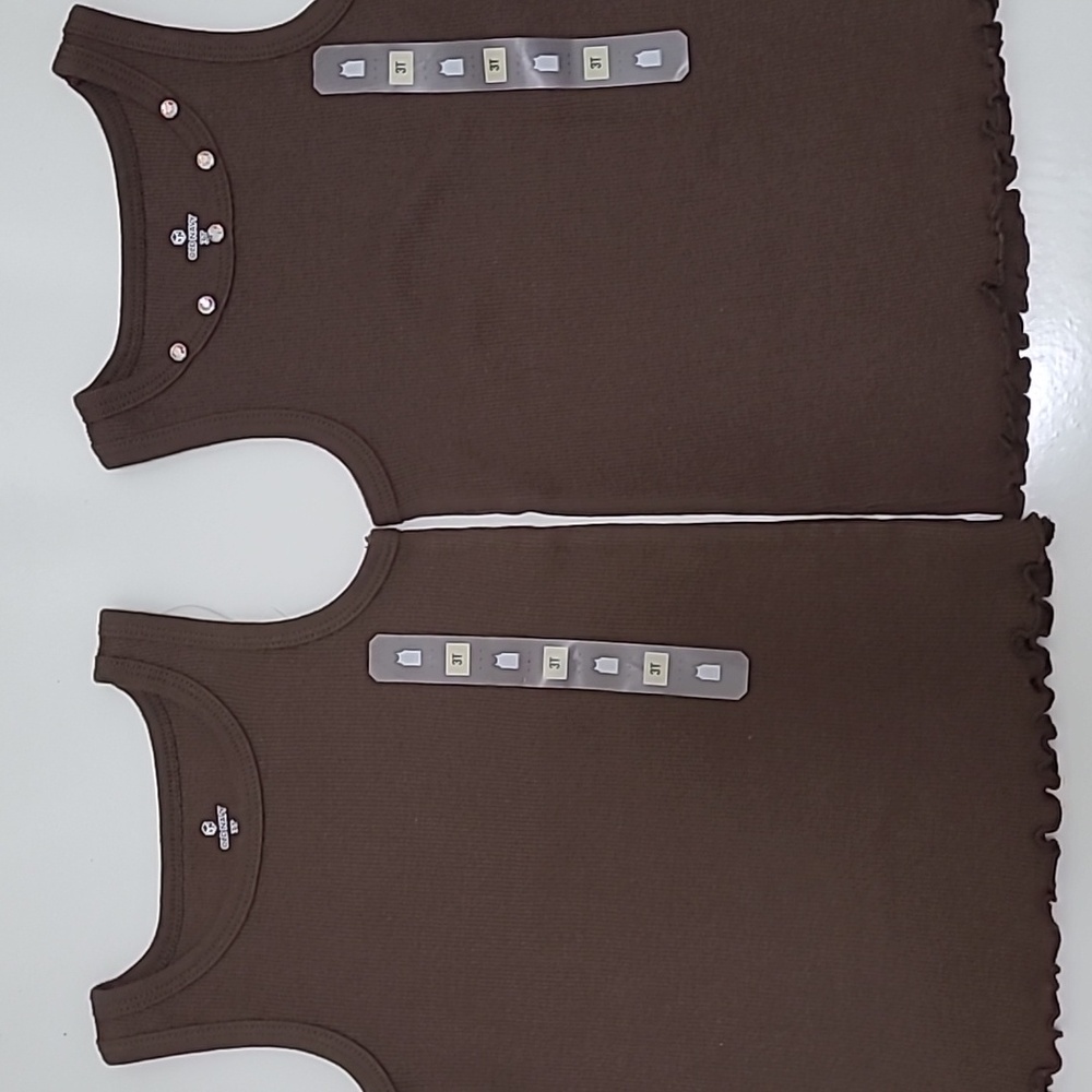 OLD  NAVY2 Toddler TANK TOP TEE Shirts Brown Size 3T one WITH RHINESTONES